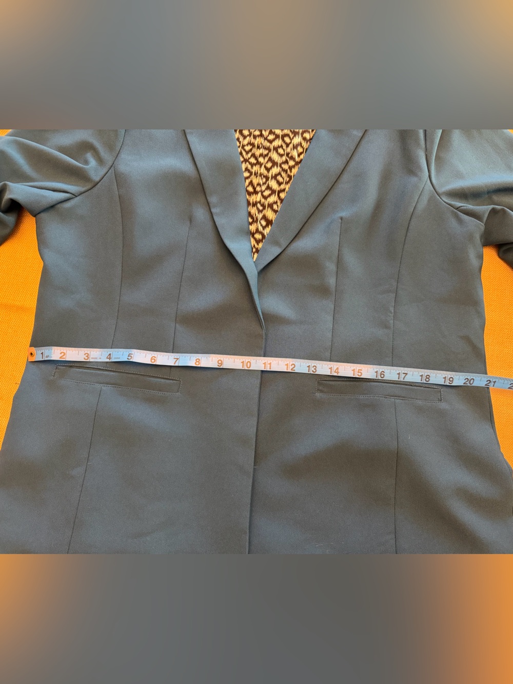 Skies Are Blue Teal Open-Front Blazer with Patterned Black-and-White Lining - Picture 7 of 9